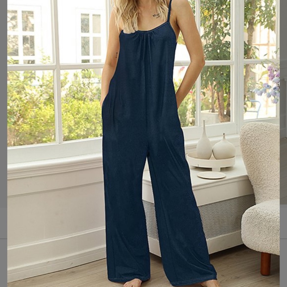 Navy Wide-leg jumper WITH POCKETS